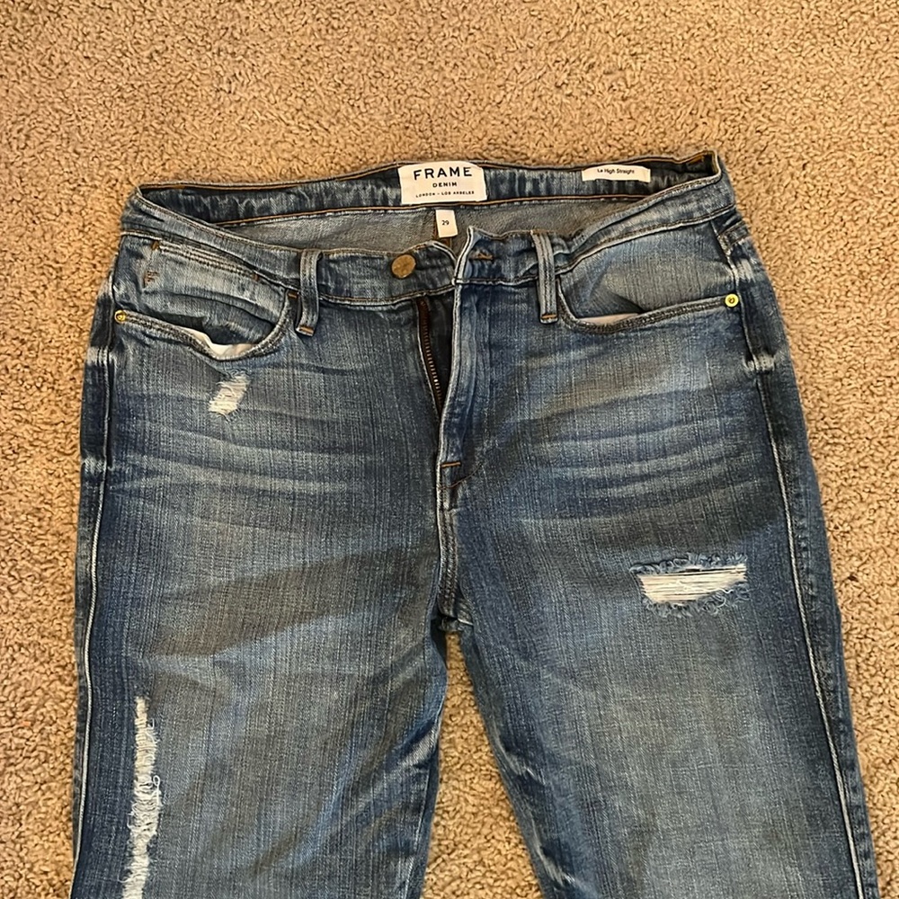 Frame Le High Straight Denim Size 29 Distressed